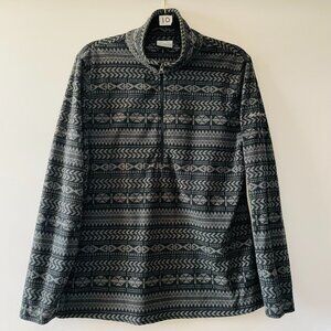Columbia Sportswear Womens Black Quarter Zip Aztec Print Fleece Top Size XL